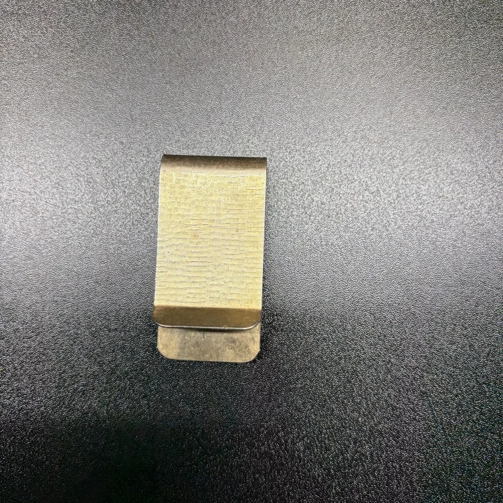 Vintage Gold tone Money clip with petoskey stone inlay Unmarked 2